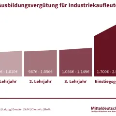Gehaltsübersicht: wie viel verdient man als industriekauffrau im 1. bis 3. Lehrjahr und als Einstiegsgehalt.