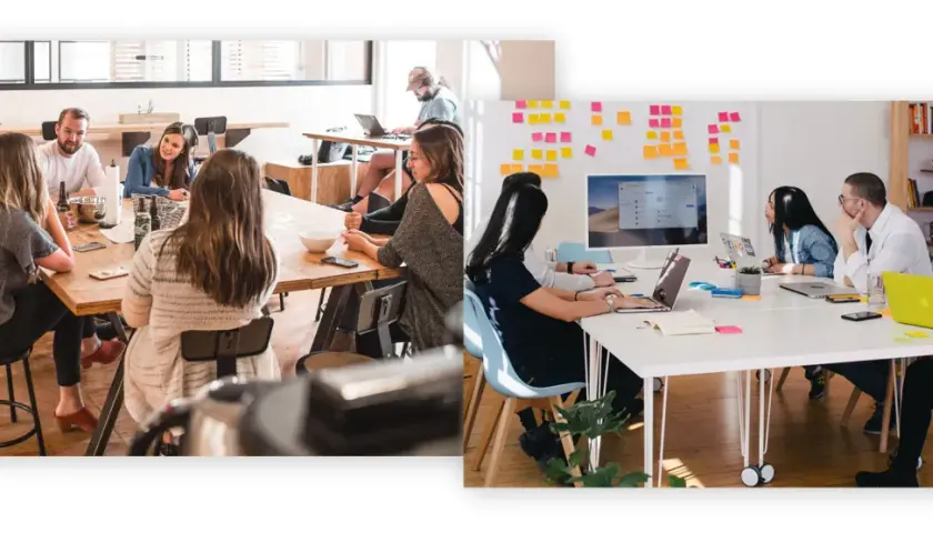 Menschen in einem modernen Büro arbeiten zusammen. Dies zeigt die Vielfalt der kommunikationsdesign berufe.