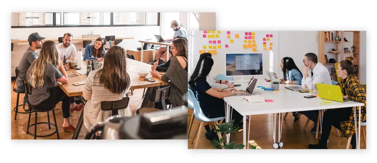 Menschen in einem modernen Büro arbeiten zusammen. Dies zeigt die Vielfalt der kommunikationsdesign berufe.